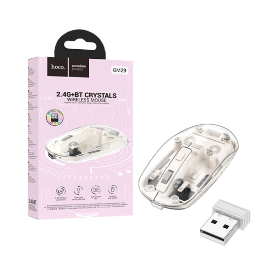Hoco Wireless Mouse GM29 Crystals 2.4Ghz Space White
